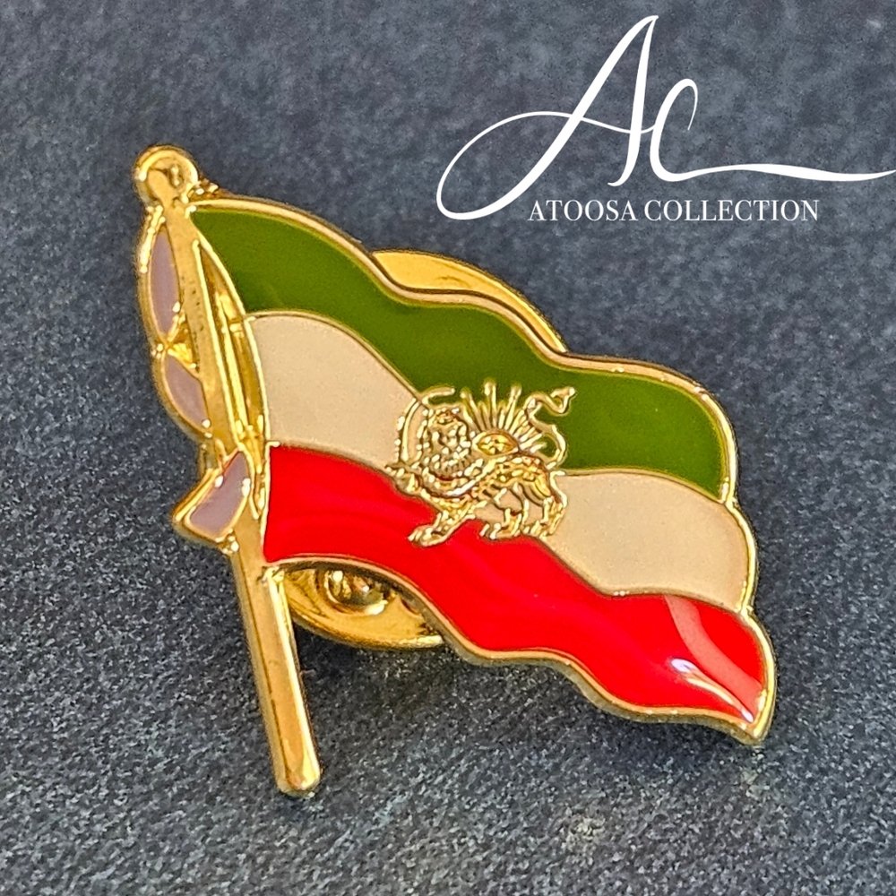 Iran Flag Lapel Pin Lion and Sun Flag Free Iran Women Life Freedom Persian